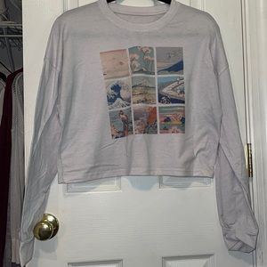 women’s medium Japanese aesthetics long sleeve crop top